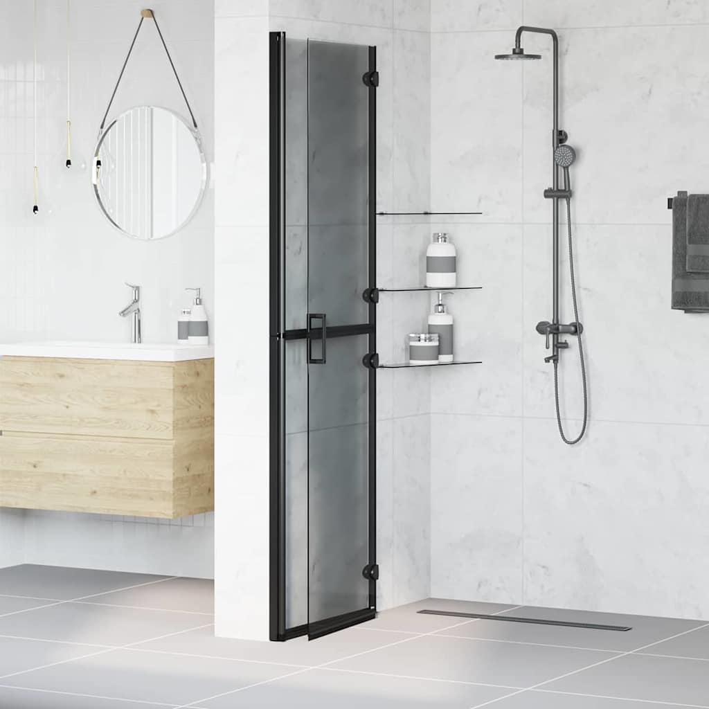 Walk-in shower wall Black and dark transparent 110 x 190 cm