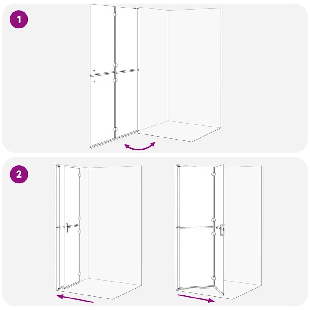 Walk-in shower wall Black and dark transparent 110 x 190 cm