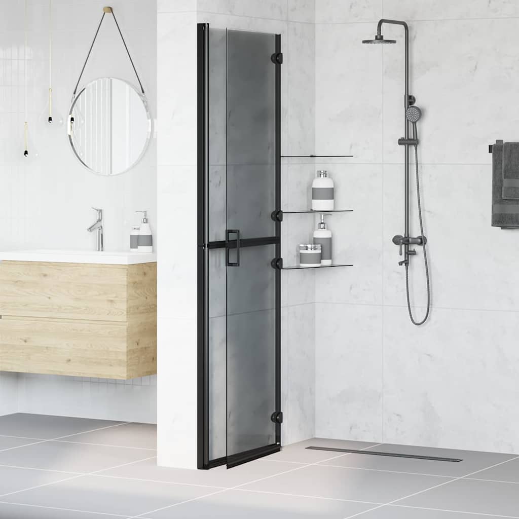 Walk-in shower wall Black and dark transparent 120 x 190 cm