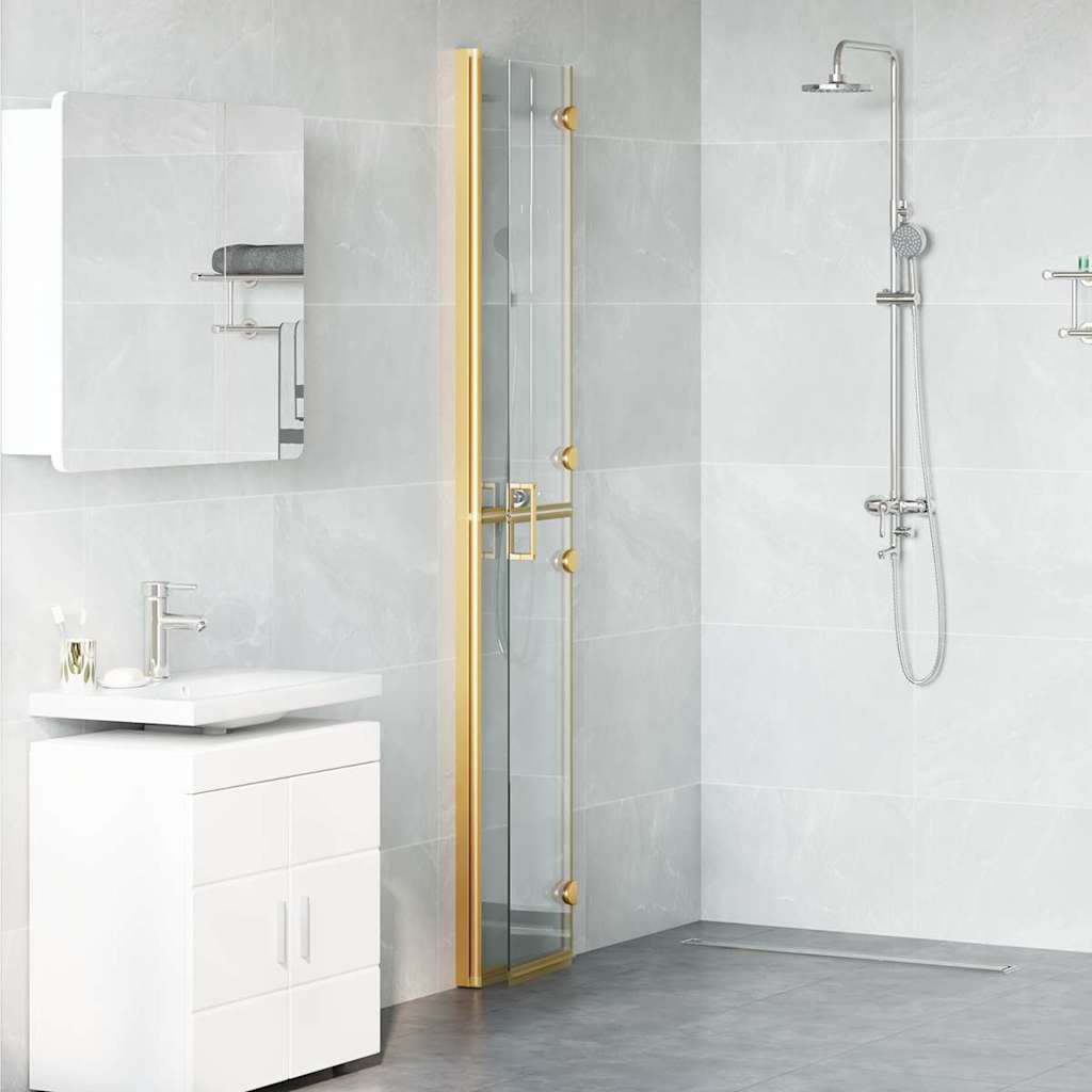 Walk-in shower wall Folding Gold and transparent 70 x 190 cm