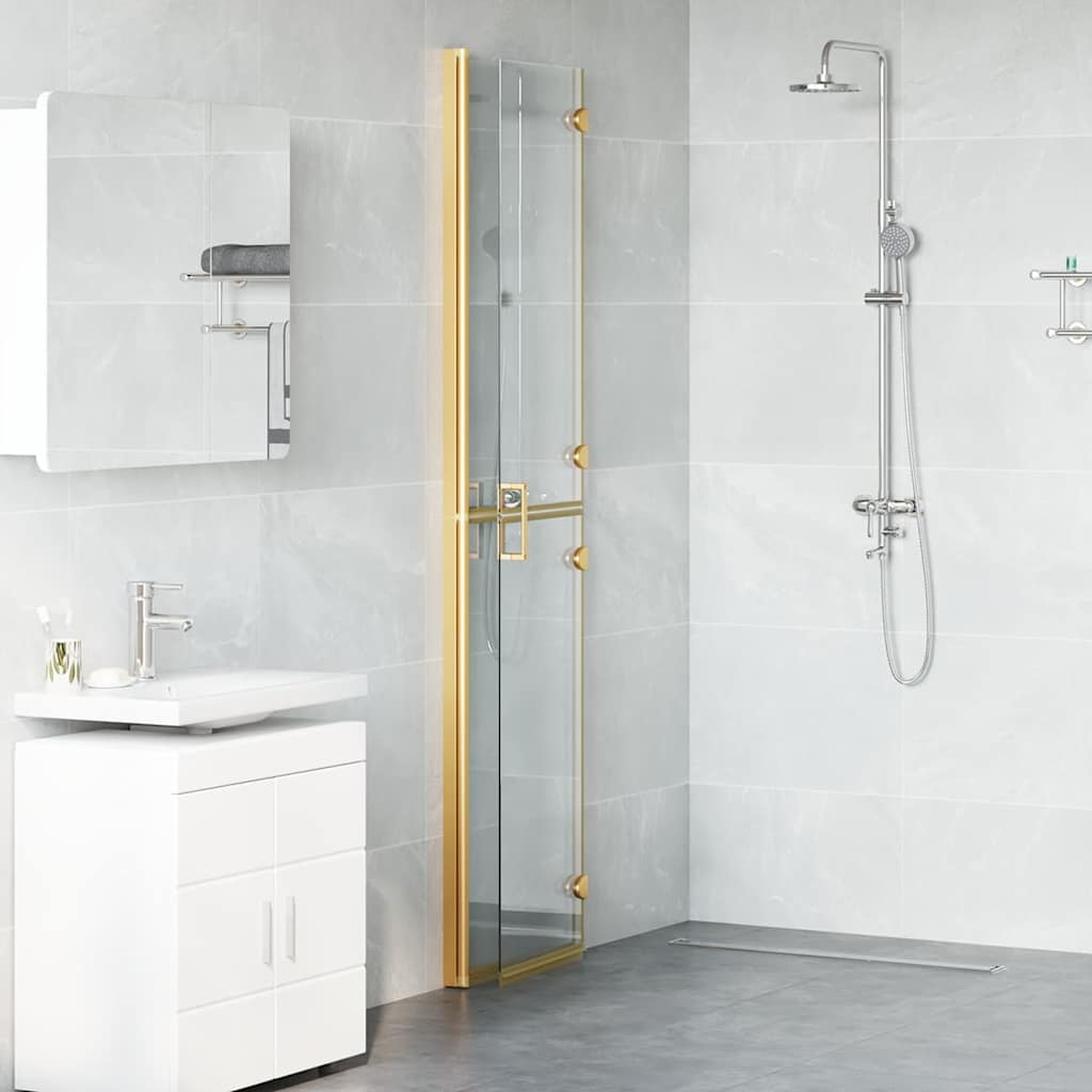 Walk-in shower wall Folding Gold and transparent 90 x 190 cm