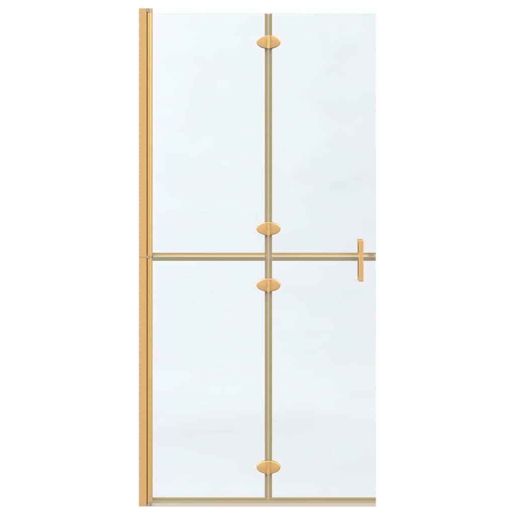 Walk-in shower wall Folding Gold and transparent 90 x 190 cm