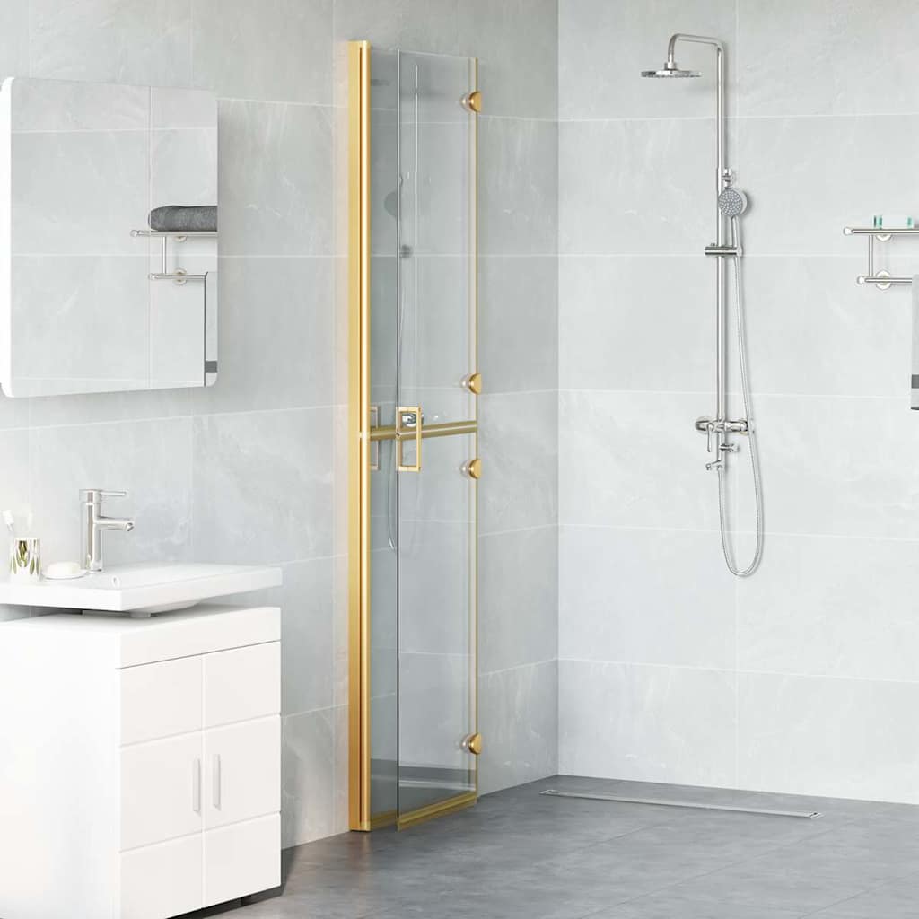 Walk-in shower wall Folding Gold and transparent 100 x 190 cm