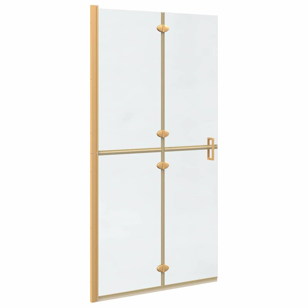 Walk-in shower wall Folding Gold and transparent 100 x 190 cm