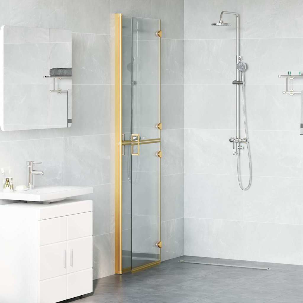 Walk-in shower wall Folding Gold and transparent 110 x 190 cm