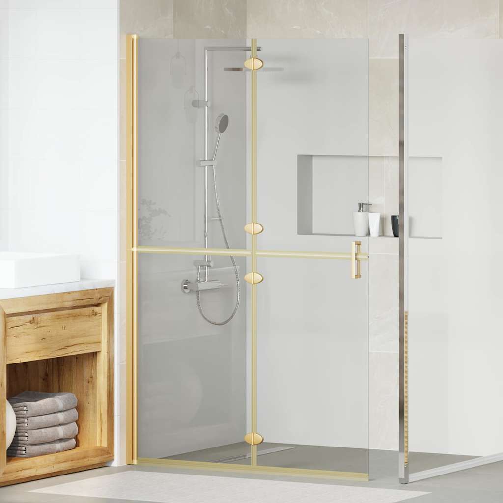 Walk-in shower wall Folding Gold and transparent 120 x 190 cm