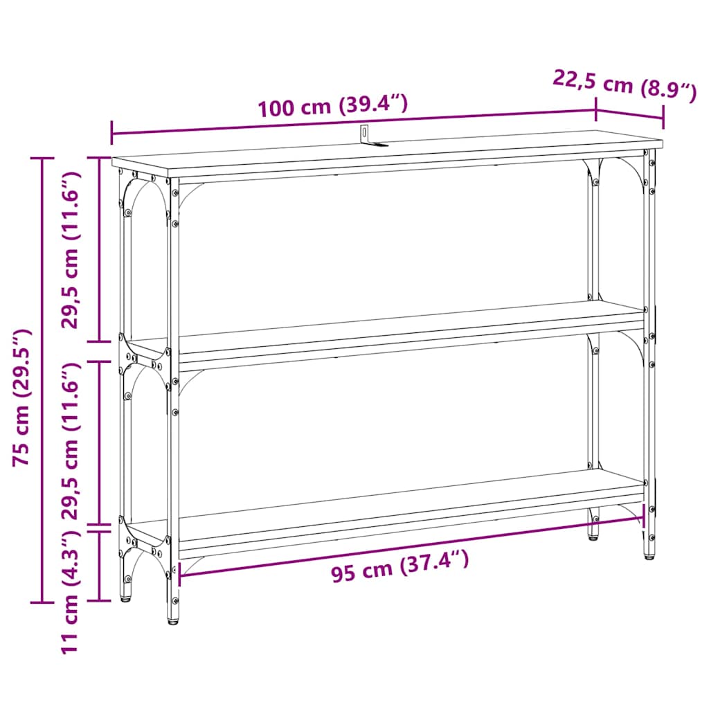 Console Table Old wood 100 x 22.5 x 75 cm Engineered Wood