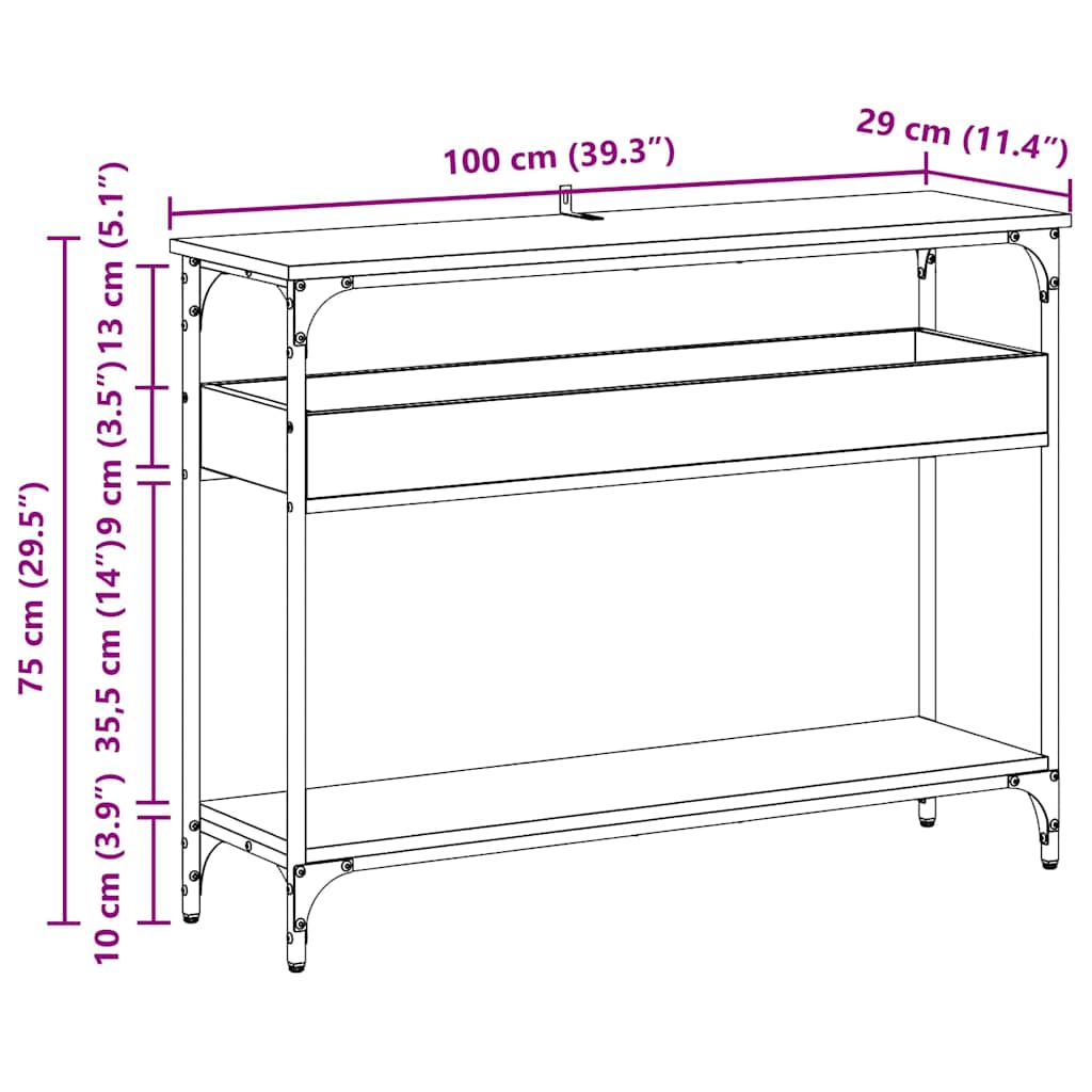 Console Table Old wood 100 x 29 x 75 cm Engineered wood