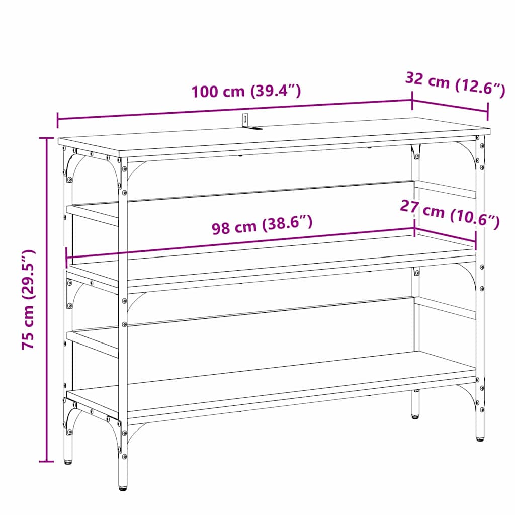 Console Table Black oak 100 x 32 x 75 cm Engineered wood