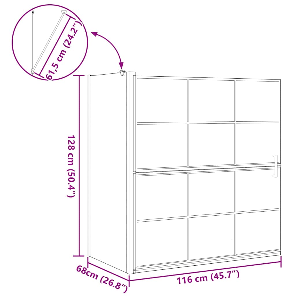 Bath Shower Screen Black and Transparent 116 x 68 x 128 cm