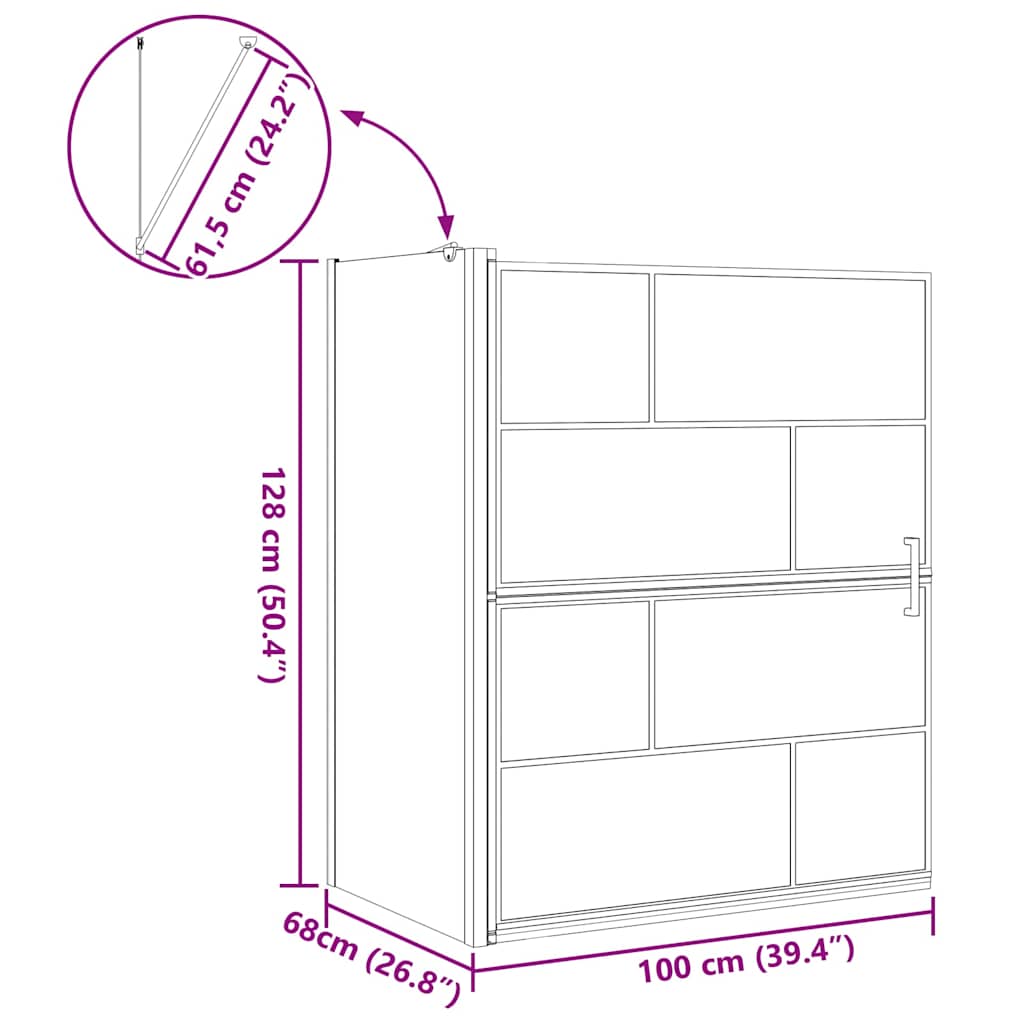 Bath Shower Screen Black and Transparent 100 x 68 x 128 cm