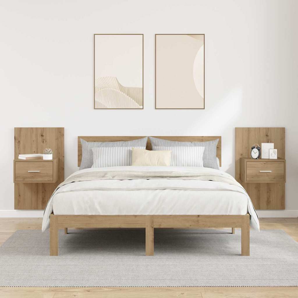 Bed Cabinet with Drawer 2 pcs Artisan oak 48.5 x 32.5 x 80 cm