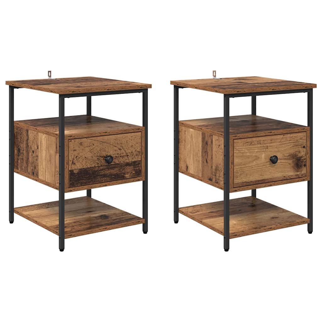 Bedside Cabinet 2 pcs Old wood 40 x 42 x 56 cm Engineered wood