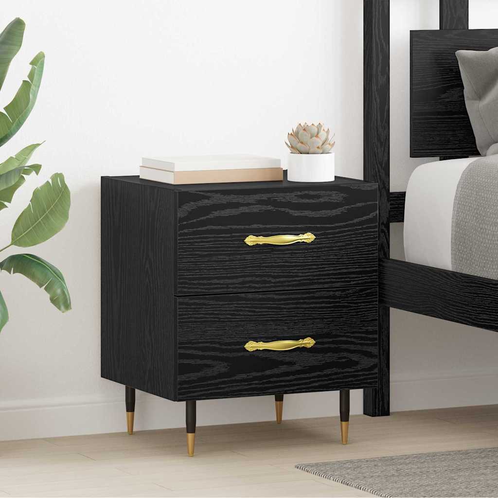 Bedside Cabinet Black oak 40 x 35 x 47.5 cm Engineered wood