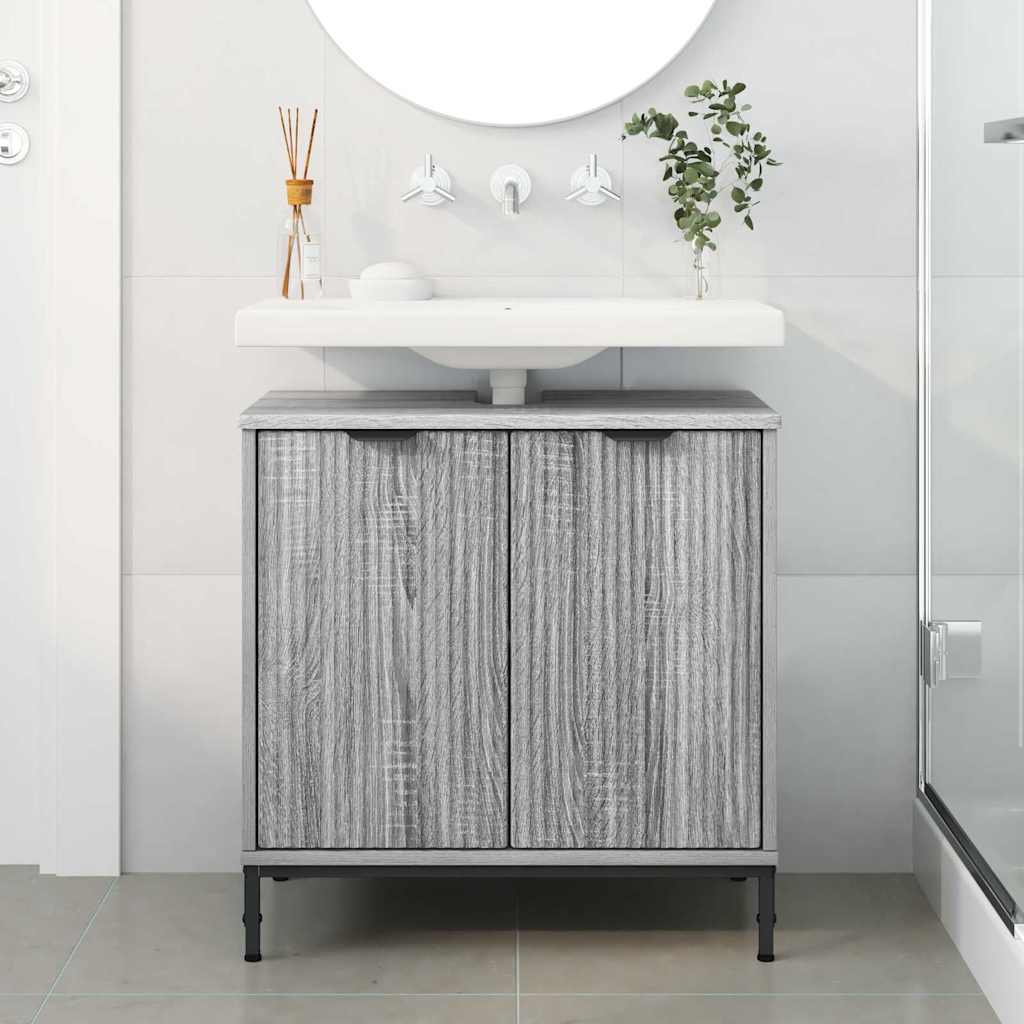 Bathroom Sink Cabinet with Door Grey sonoma 60.5 x 33.5 x 61 cm
