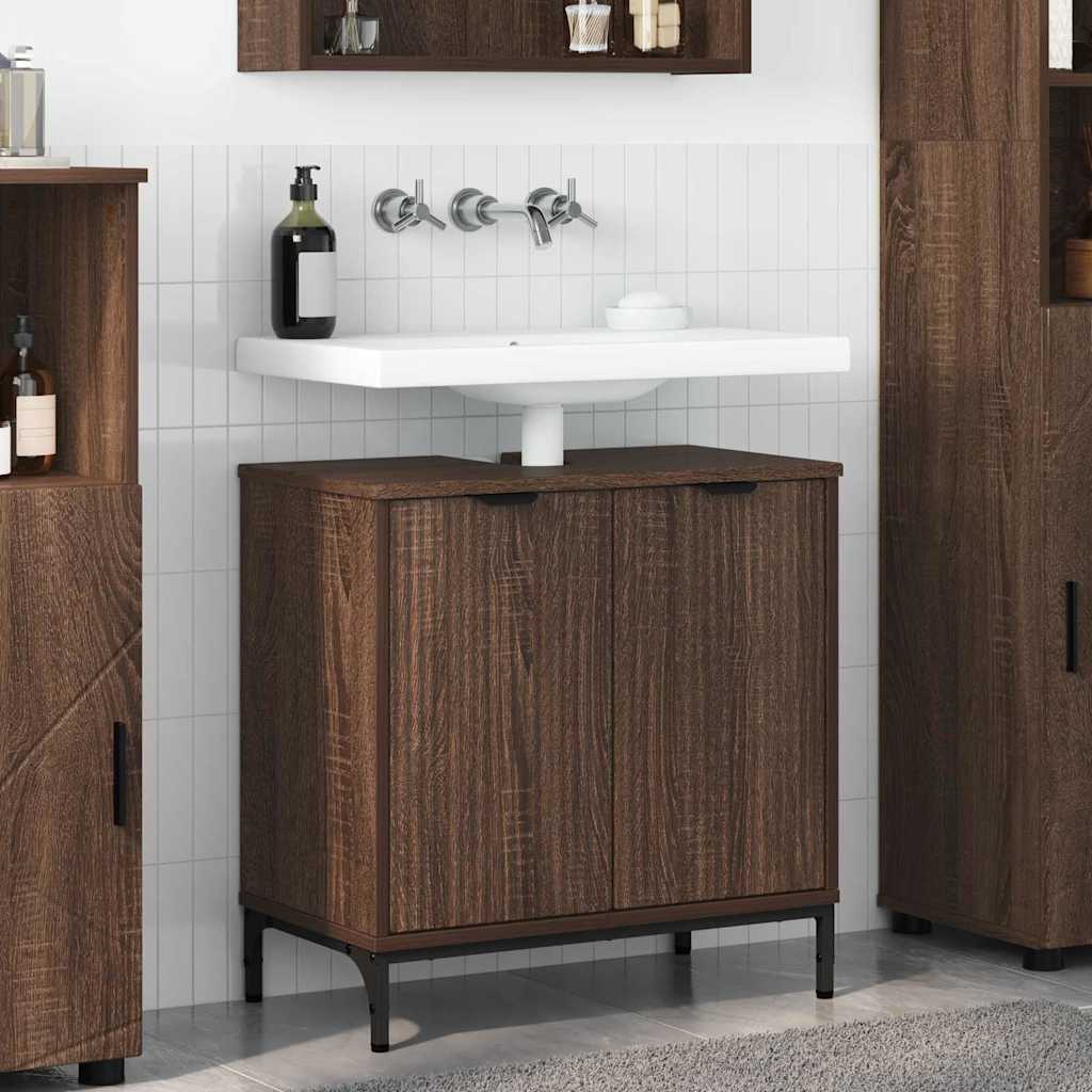 Bathroom Sink Cabinet with Door Brown oak 60.5 x 33.5 x 61 cm