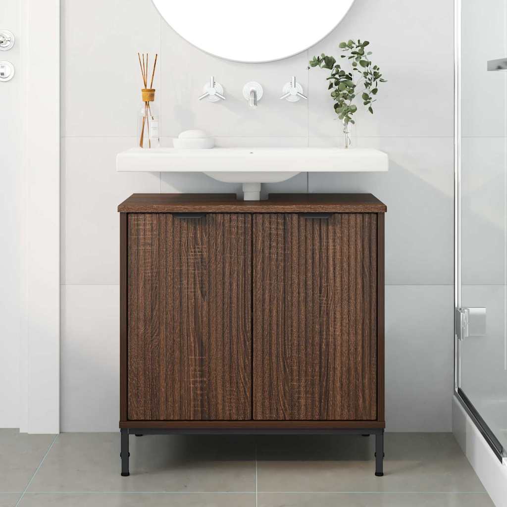 Bathroom Sink Cabinet with Door Brown oak 60.5 x 33.5 x 61 cm