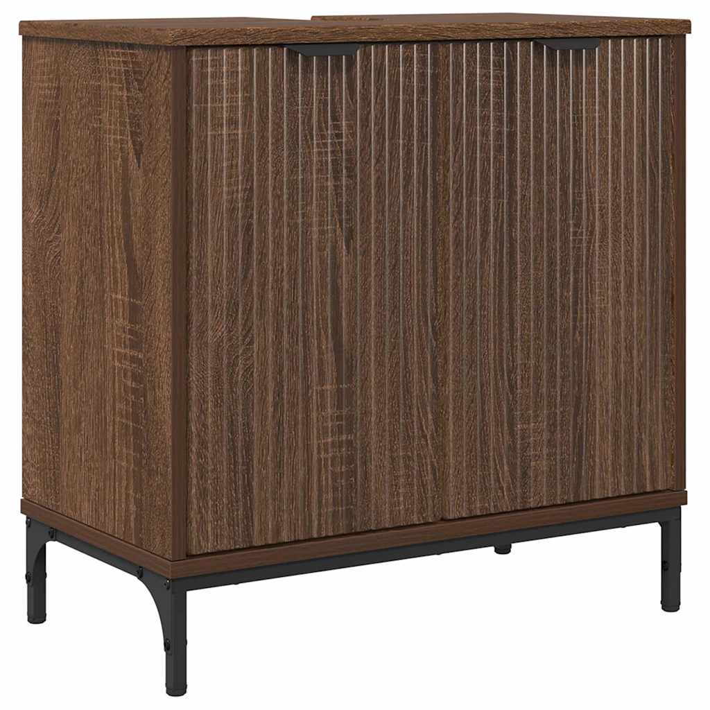 Bathroom Sink Cabinet with Door Brown oak 60.5 x 33.5 x 61 cm