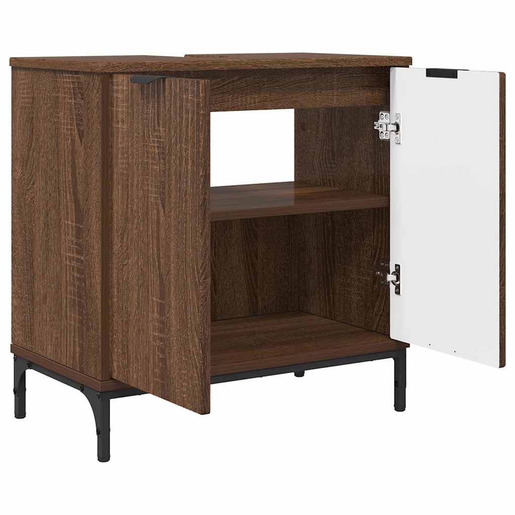 Bathroom Sink Cabinet with Door Brown oak 60.5 x 33.5 x 61 cm