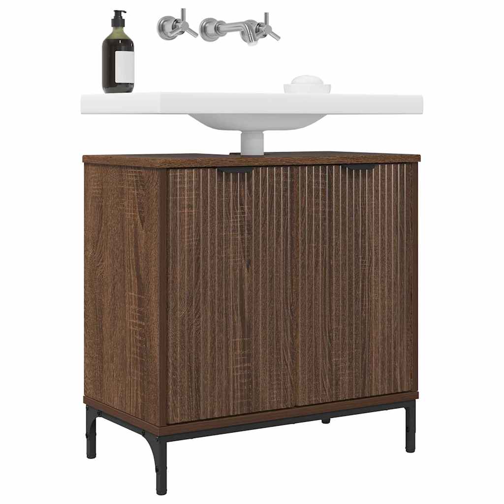 Bathroom Sink Cabinet with Door Brown oak 60.5 x 33.5 x 61 cm
