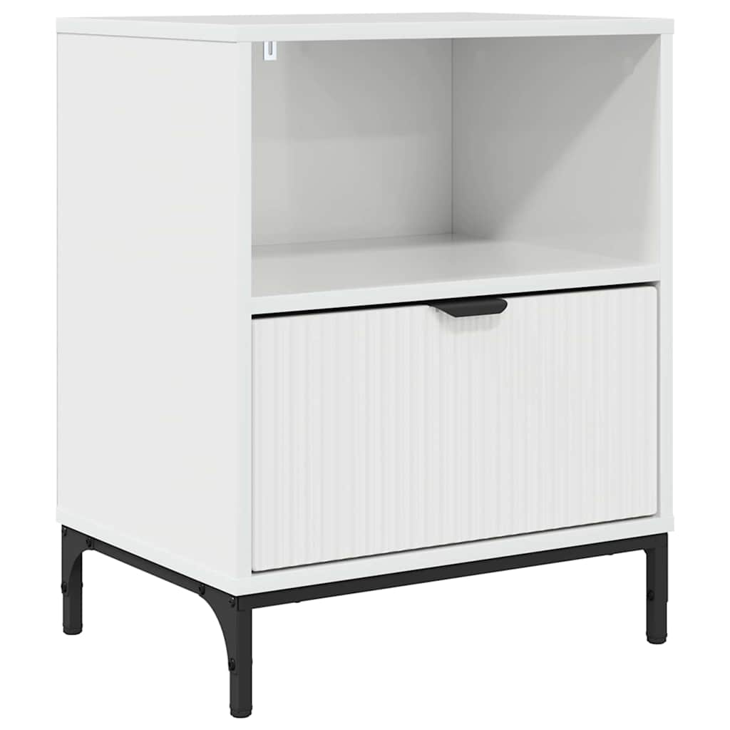Bedside Table High gloss white 49 x 36 x 61 cm Engineered wood