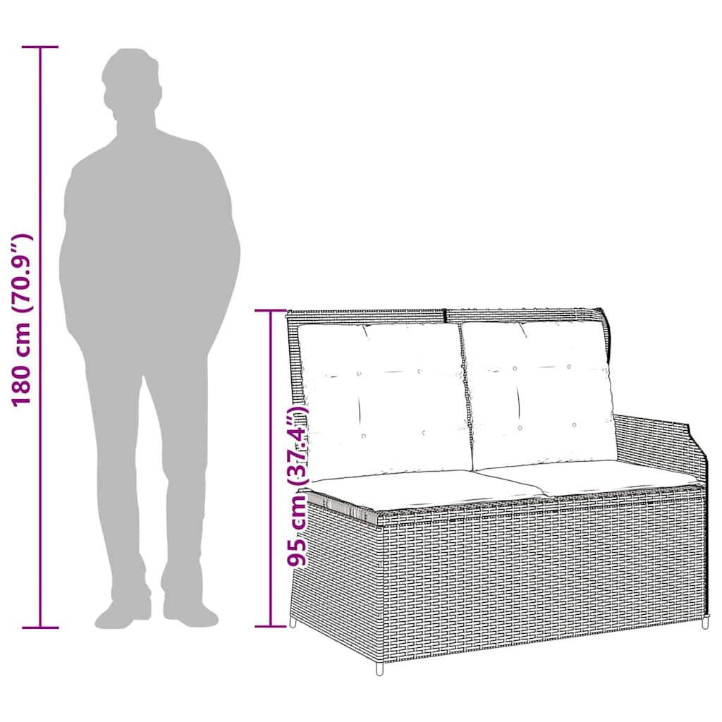 Garden Bench with Cushion Light grey Poly rattan