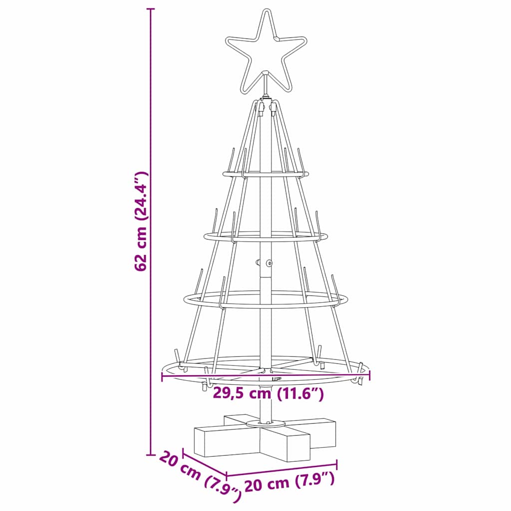 Christmas Cone Tree with Stand Black 60 cm Steel
