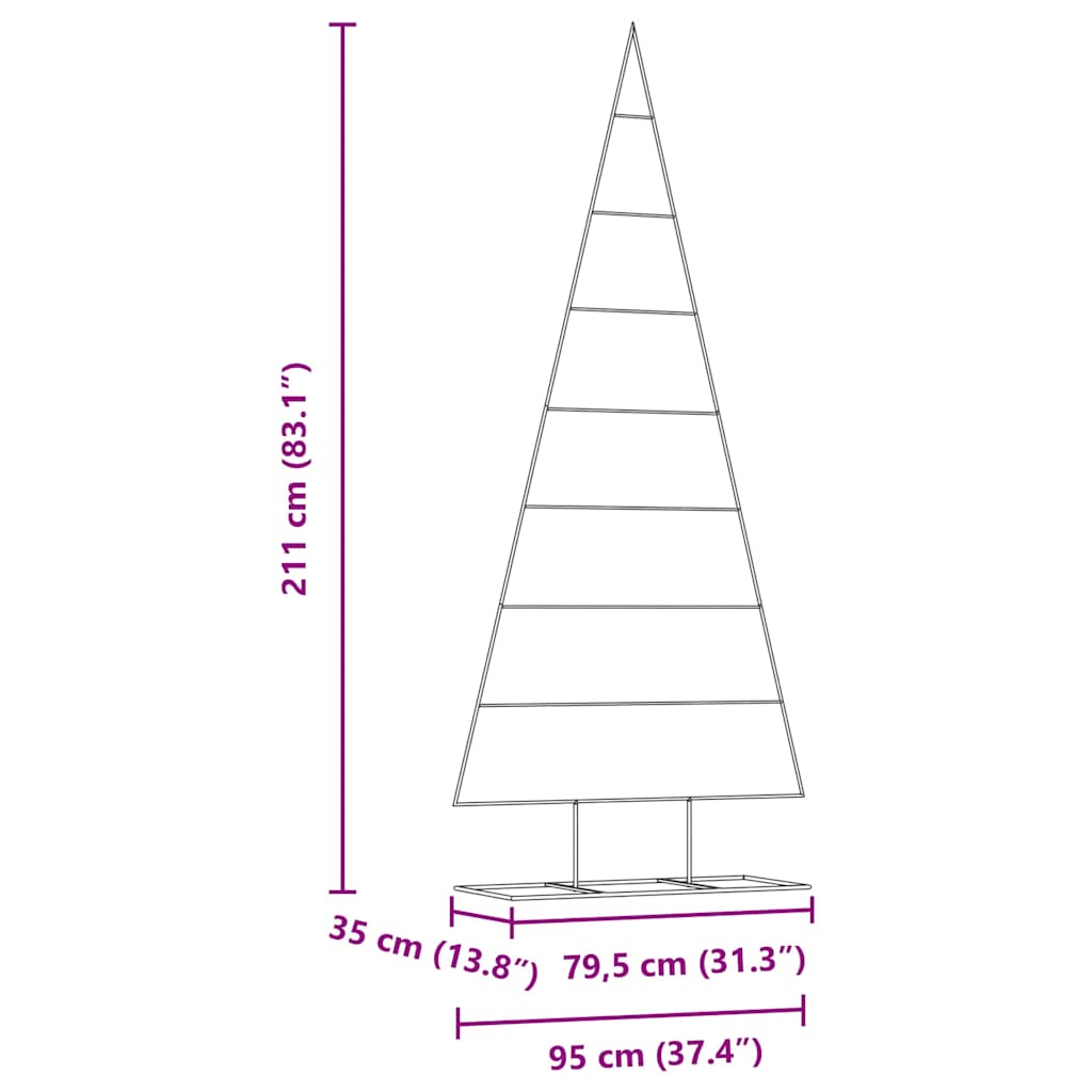 Metal Christmas Tree with Stand Gold 210 cm Powder-coated steel