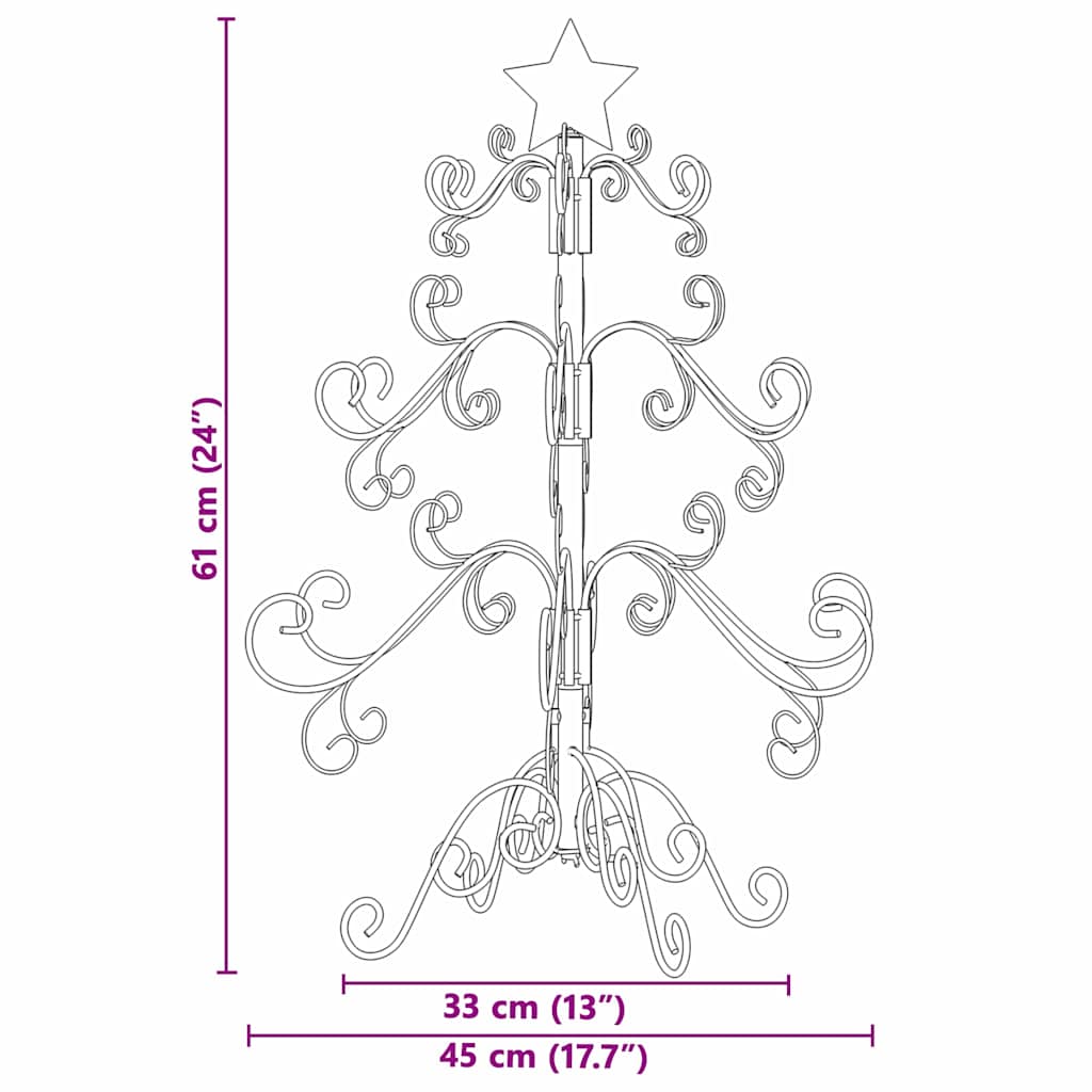 Metal Christmas Tree with Stand Black 60 cm Powder-coated steel