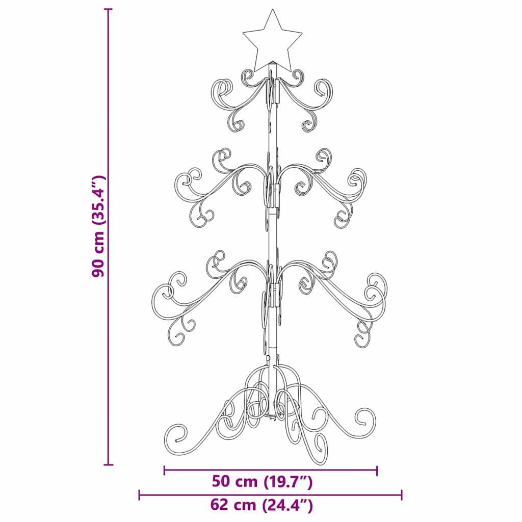 Metal Christmas Tree with Stand Gold 90 cm Powder-coated steel