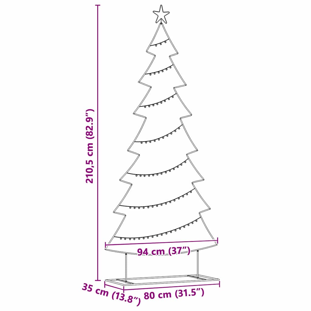 Metal Christmas Tree with Stand Black 210 cm Steel