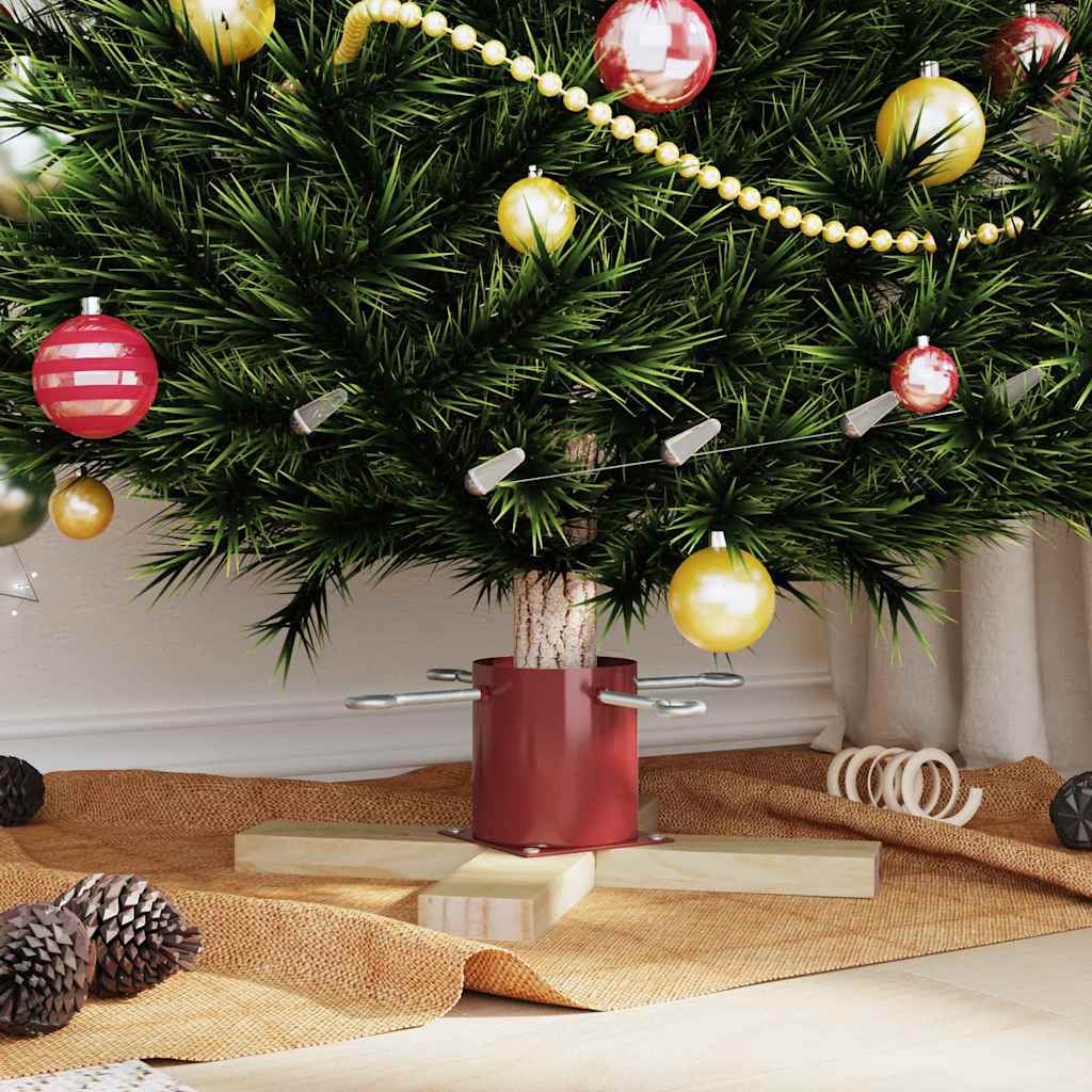 Christmas Tree Stand 1.73 Red 50 x 50 x 16 cm Solid Pine Wood