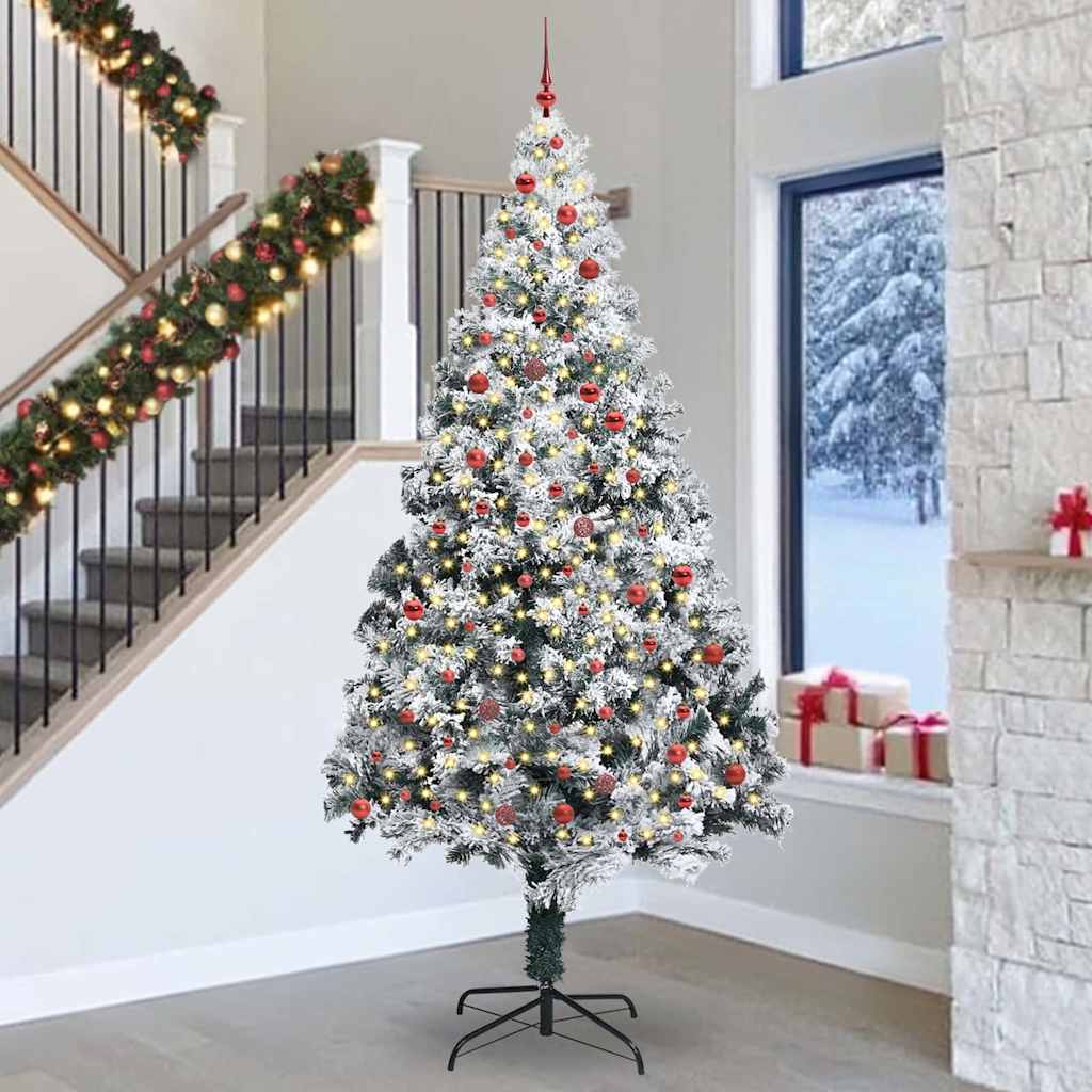 Christmas Tree with Decorative String Lights White 300 cm PVC