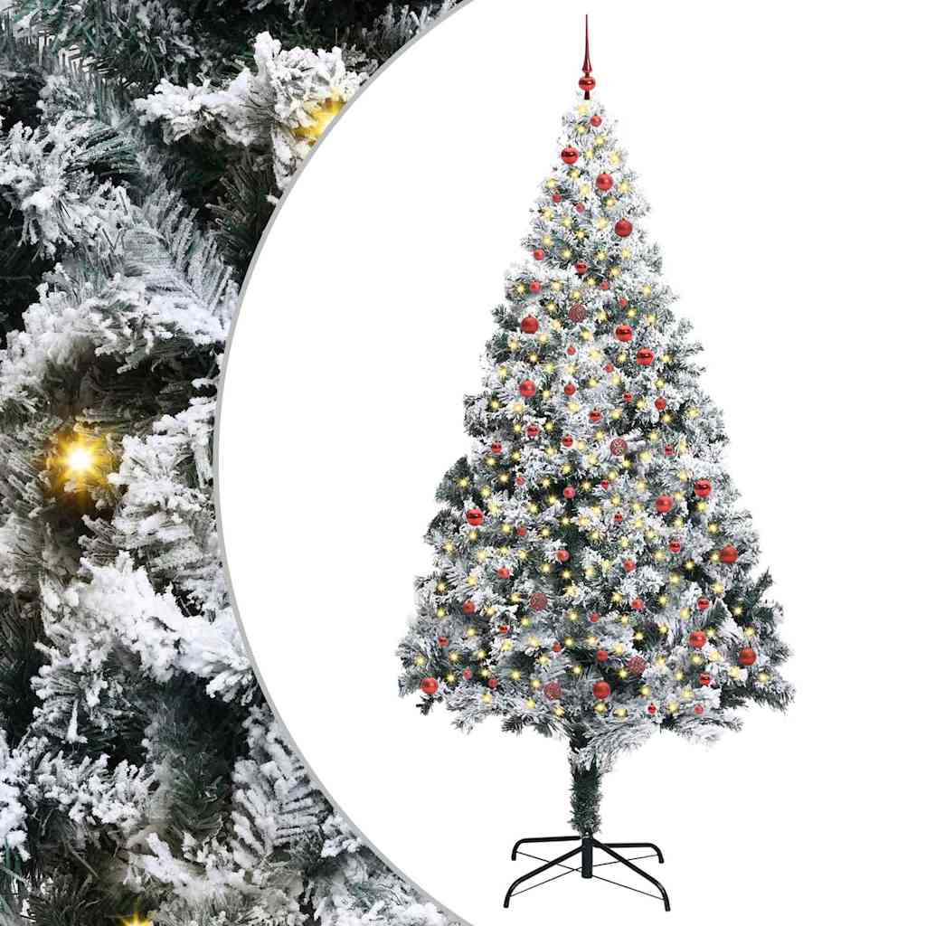 Christmas Tree with Decorative String Lights White 300 cm PVC