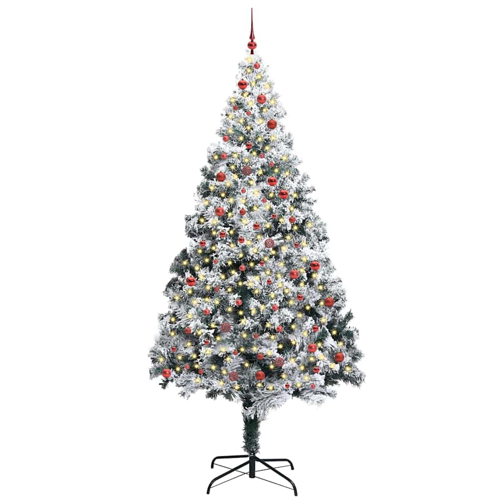 Christmas Tree with Decorative String Lights White 300 cm PVC