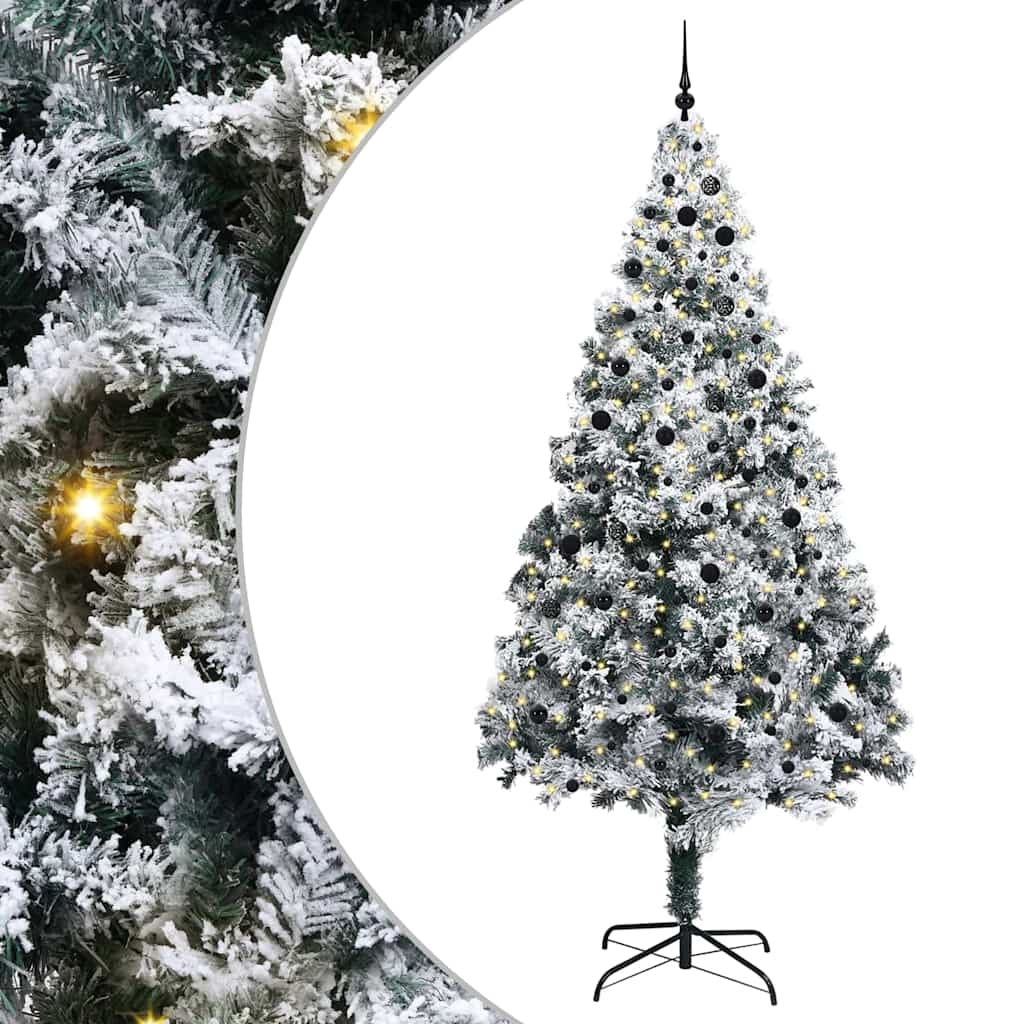 Christmas Tree with Decorative String Lights White 300 cm PVC