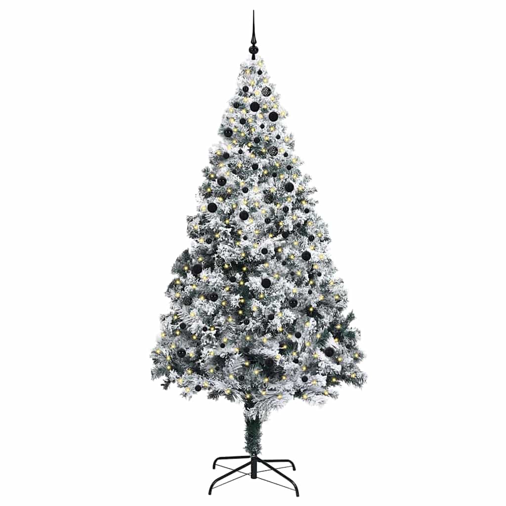 Christmas Tree with Decorative String Lights White 300 cm PVC