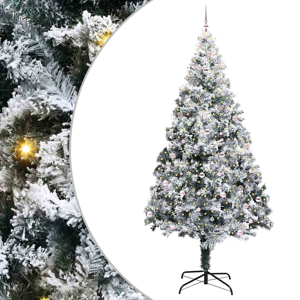 Christmas Tree with Decorative String Lights White 300 cm PVC