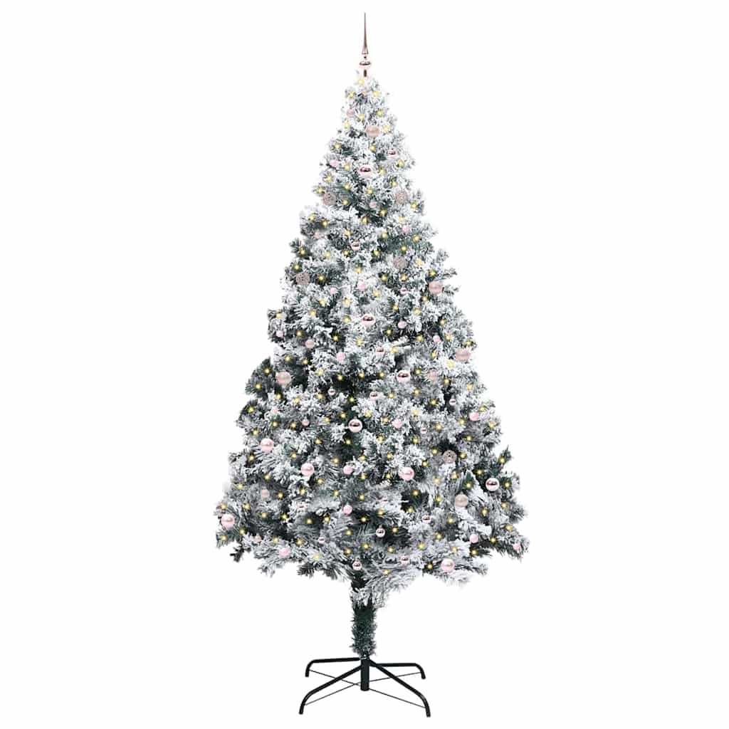 Christmas Tree with Decorative String Lights White 300 cm PVC