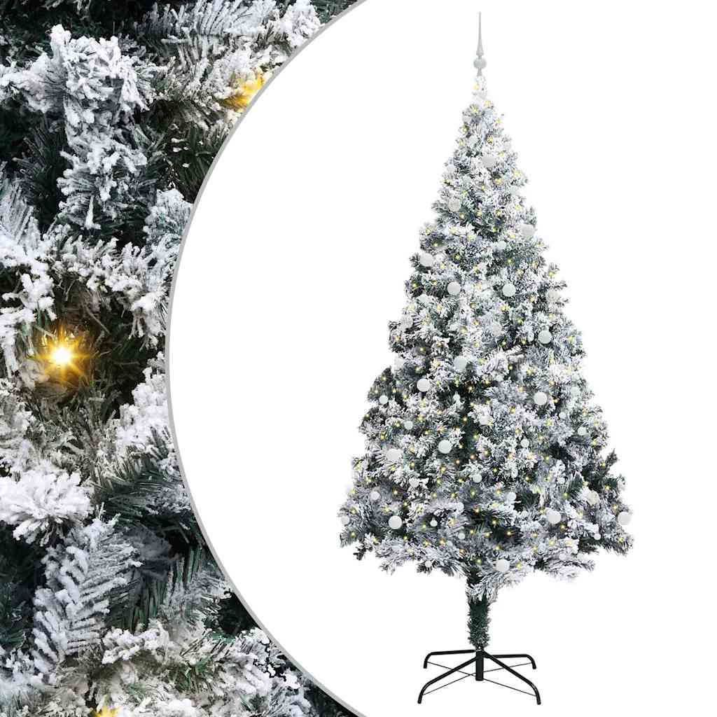 Christmas Tree with Decorative String Lights White 300 cm PVC