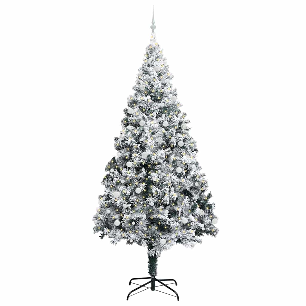 Christmas Tree with Decorative String Lights White 300 cm PVC