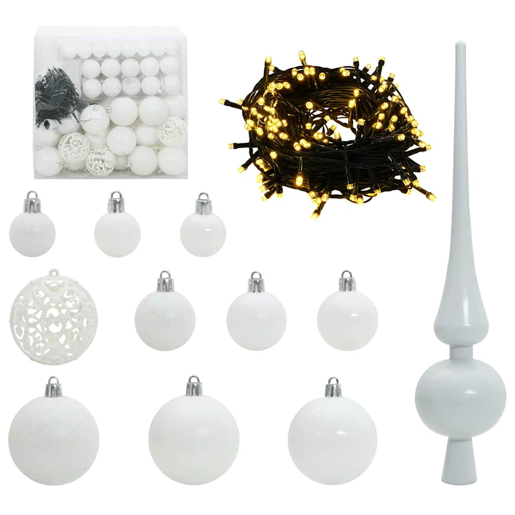 Christmas Tree with Decorative String Lights White 300 cm PVC