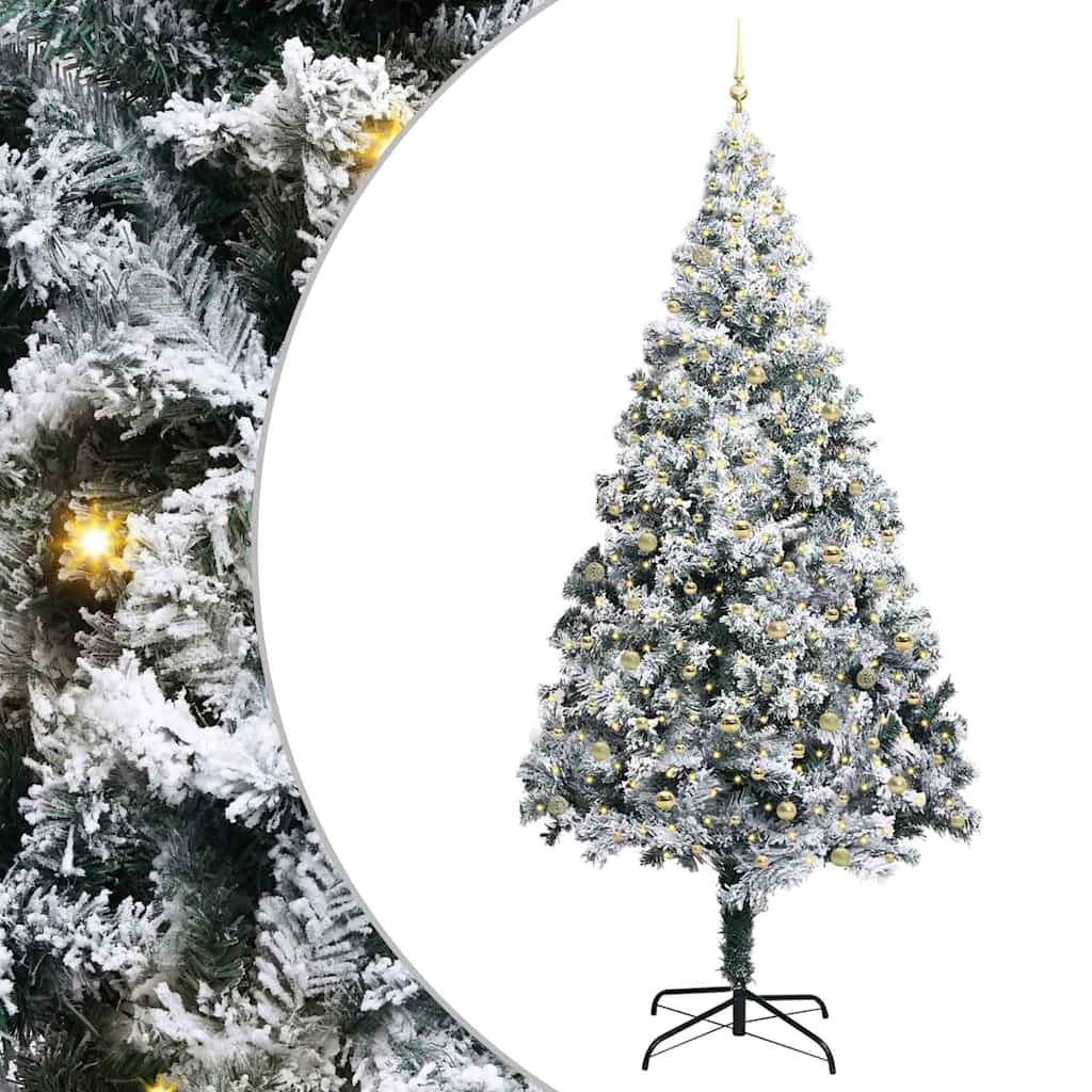 Christmas Tree with Decorative String Lights White 300 cm PVC