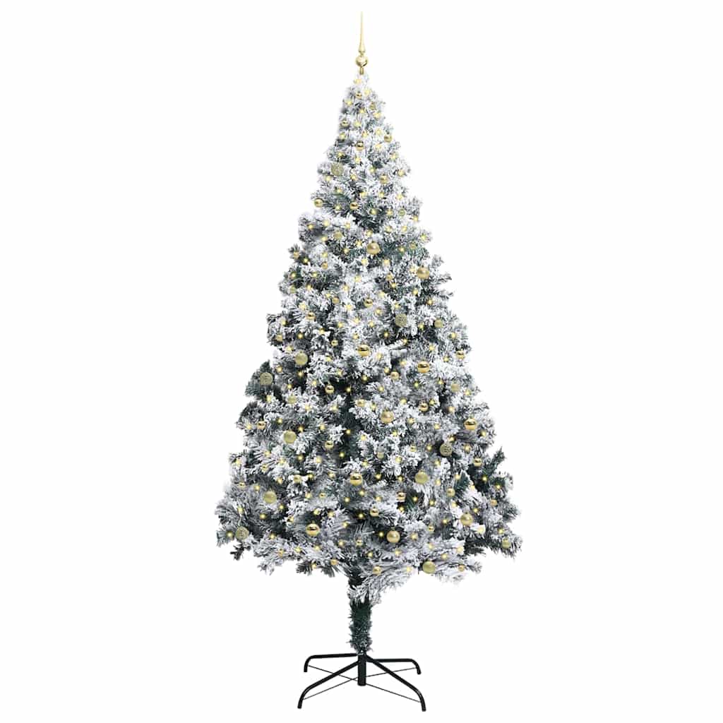 Christmas Tree with Decorative String Lights White 300 cm PVC