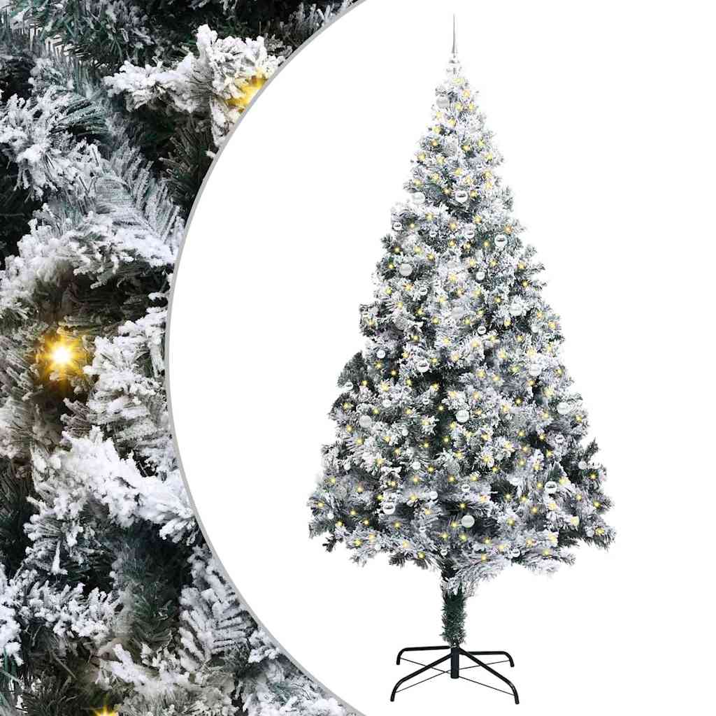 Christmas Tree with Decorative String Lights White 300 cm PVC