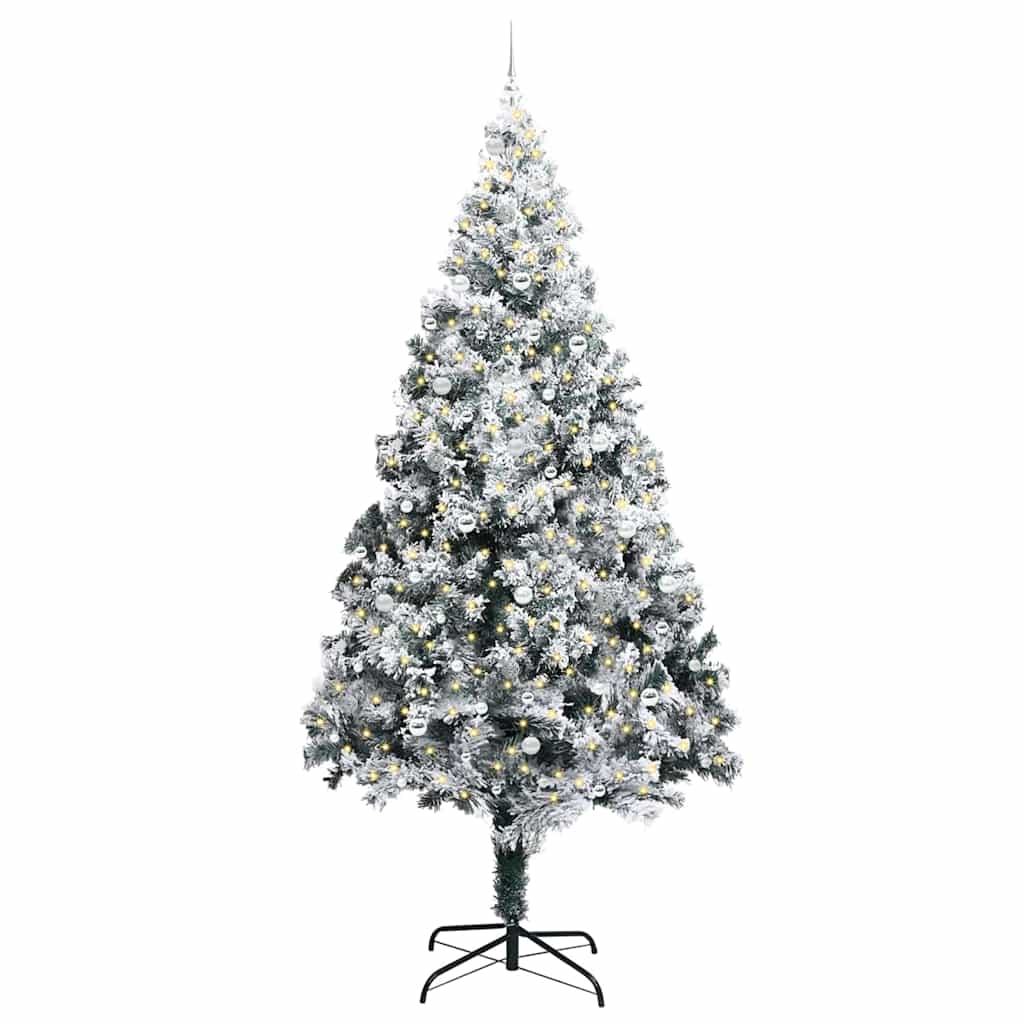 Christmas Tree with Decorative String Lights White 300 cm PVC