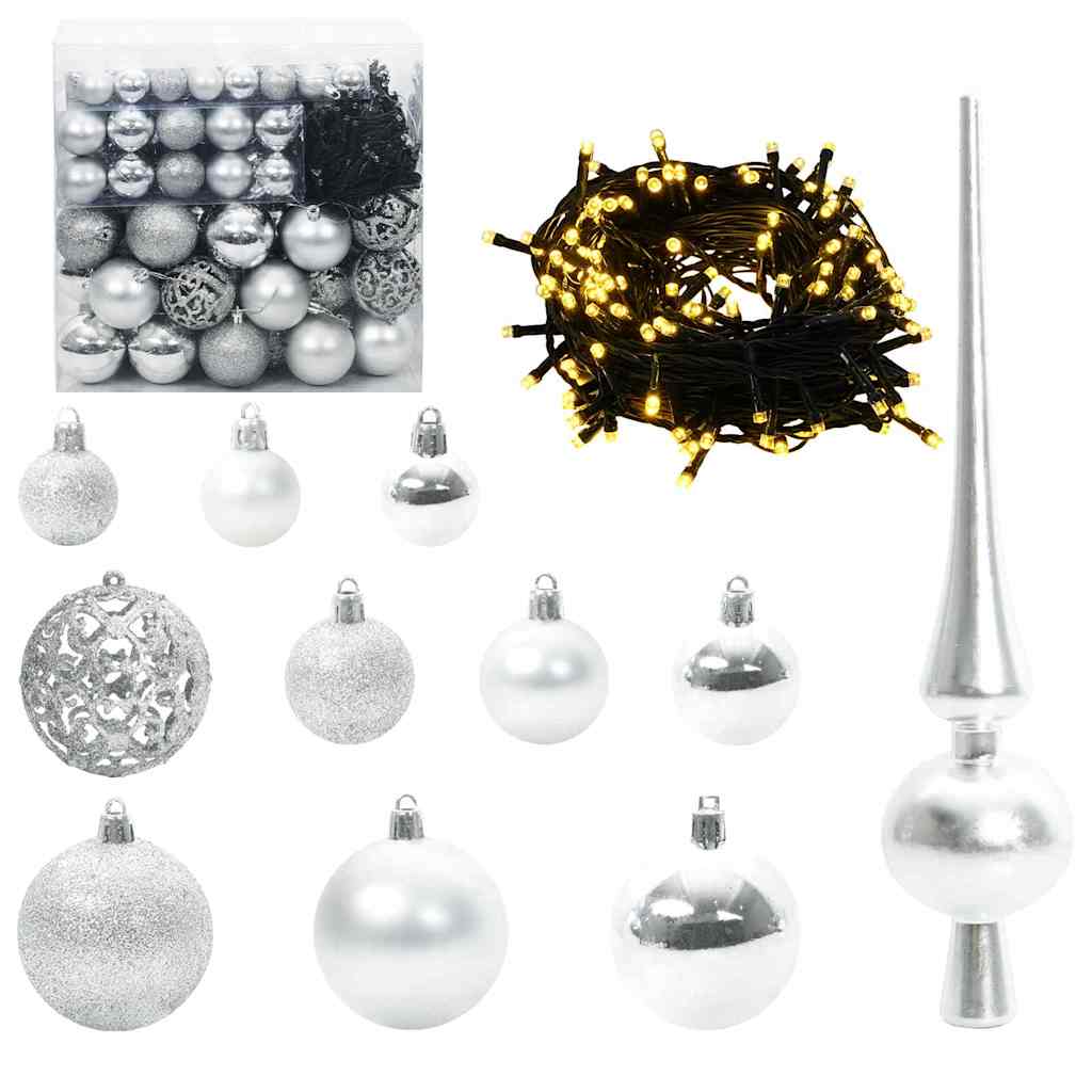 Christmas Tree with Decorative String Lights White 300 cm PVC