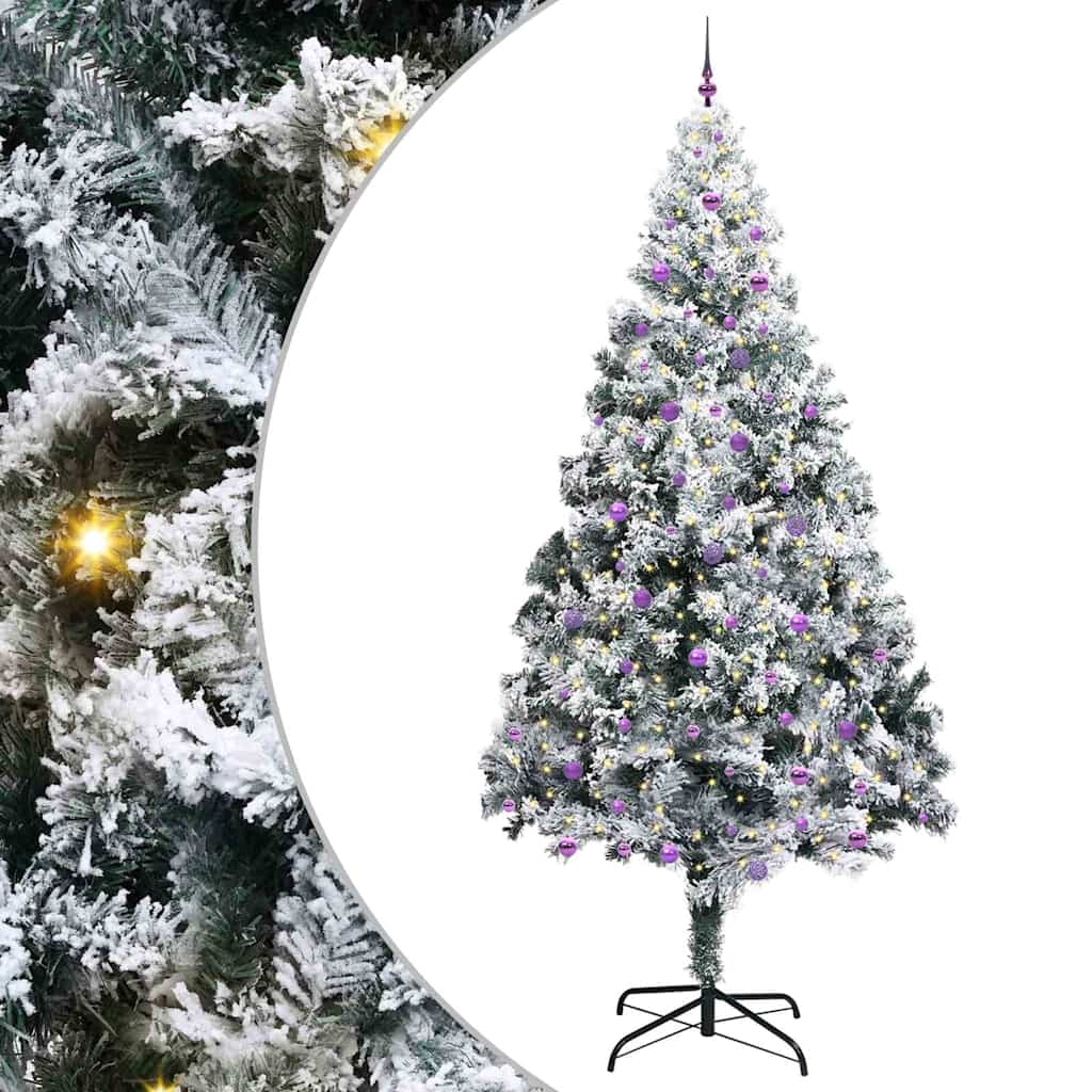 Christmas Tree with Decorative String Lights White 300 cm PVC
