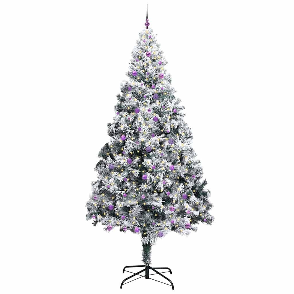Christmas Tree with Decorative String Lights White 300 cm PVC