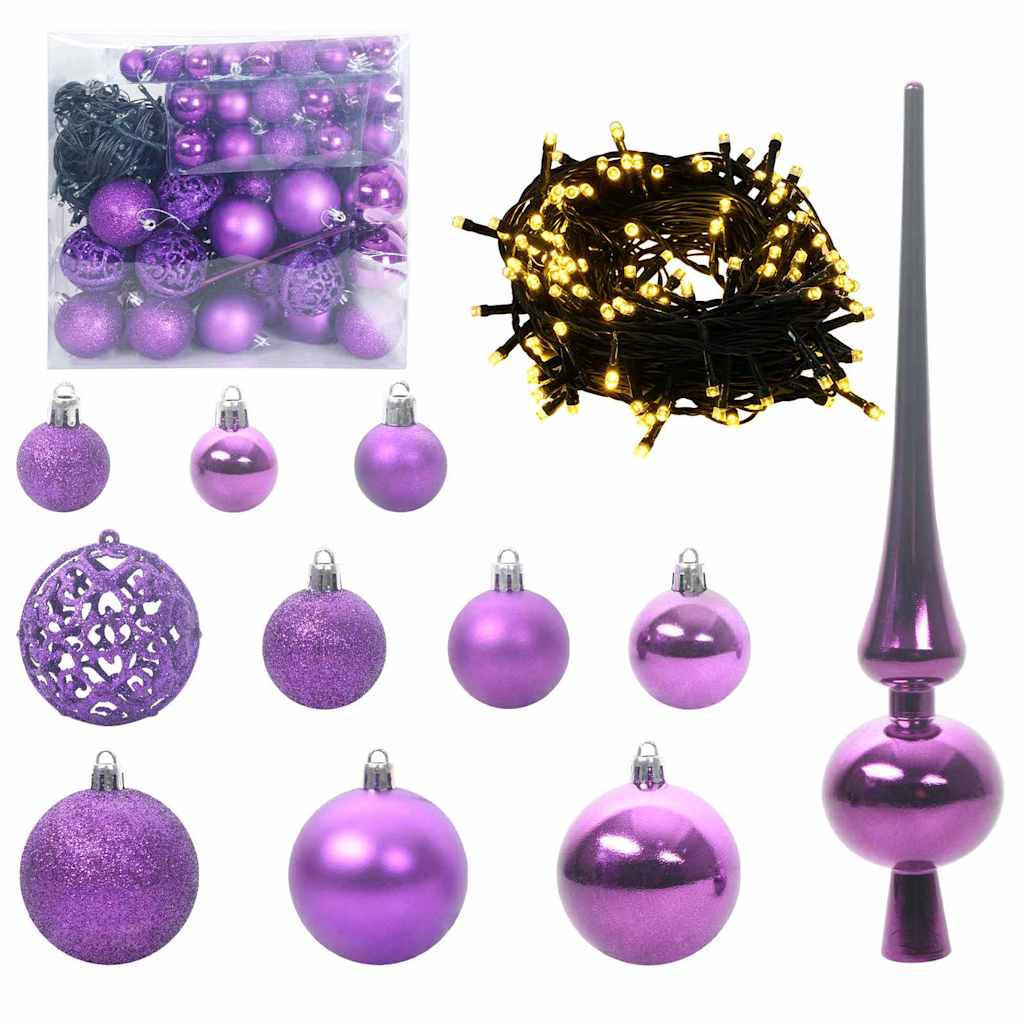 Christmas Tree with Decorative String Lights White 300 cm PVC